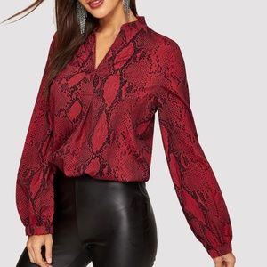 Red Snakeskin Blouse